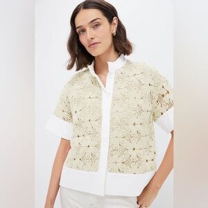New TUCKERNUCK Tan Crochet Sofia Shirt, Size SMALL